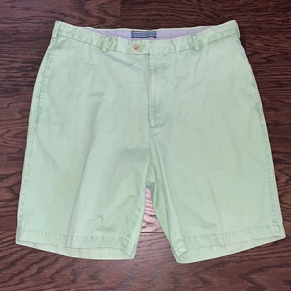 Pastel Easter Green men’s Peter Miller flat front cotton 9” golf shorts 36 waist